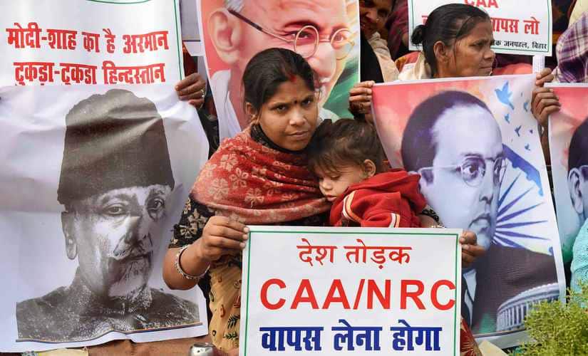 Loktantrik Jan Pahal activists stage a protest against NRC and Citizenship Amendment Act (CAA), in Patna. PTI