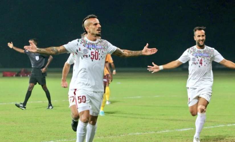 Fran Gonzalez converted a penalty in the 24th minute to put  Mohun Bagan in front. Image: Twitter @ILeagueOfficial