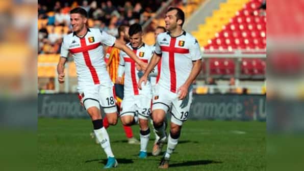 Serie A: Genoa's Goran Pandev scores remarkable goal from 40 metres before being sent off in draw against Lecce