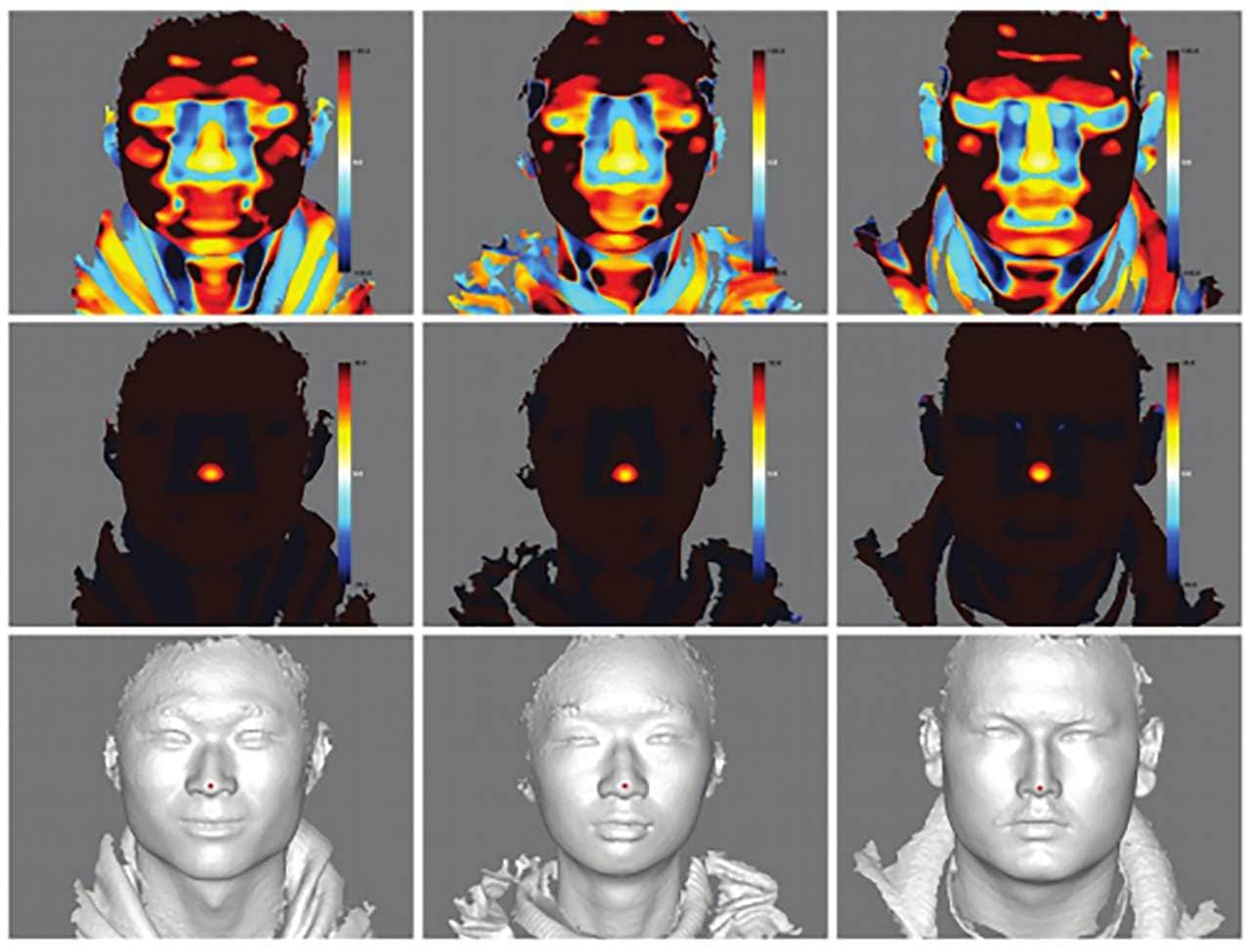 Images from a 2013 study on 3D human facial construction. China’s efforts to use DNA to create an image of a person’s face prompt worries among ethics experts as to how the tool could be used to justify racial profiling against Uighurs, a Muslim ethnic group. Image: BMC Bioinformatics/NYT