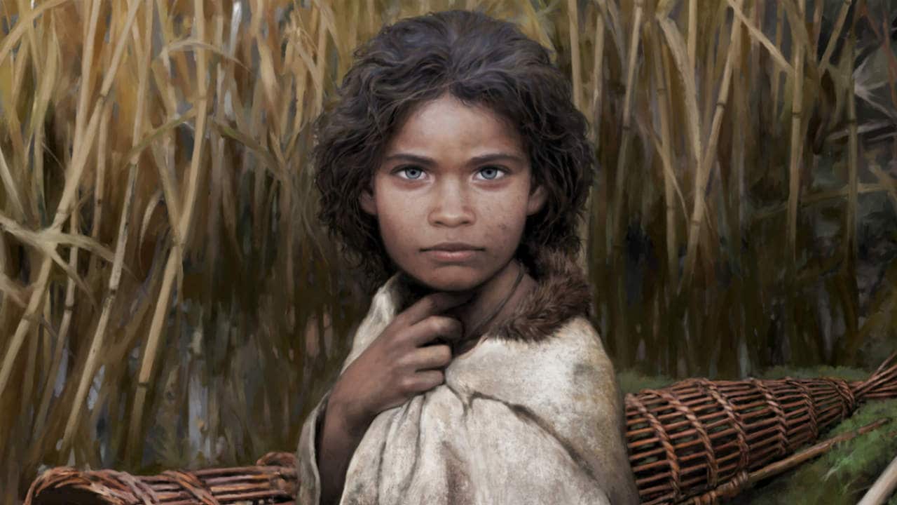 Artistic reconstruction of the woman who chewed the birch pitch. She has been named Lola. Image credit: University of Copenhagen/Tom Björklund.