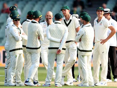 Nathan Lyon took four wickets as Australia put up an all-round effort to win the first Test. AP 
