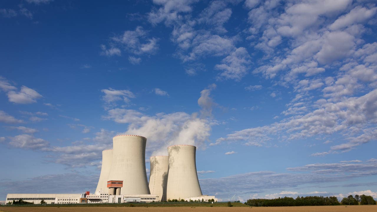 Nuclear power plant cooling towers. 