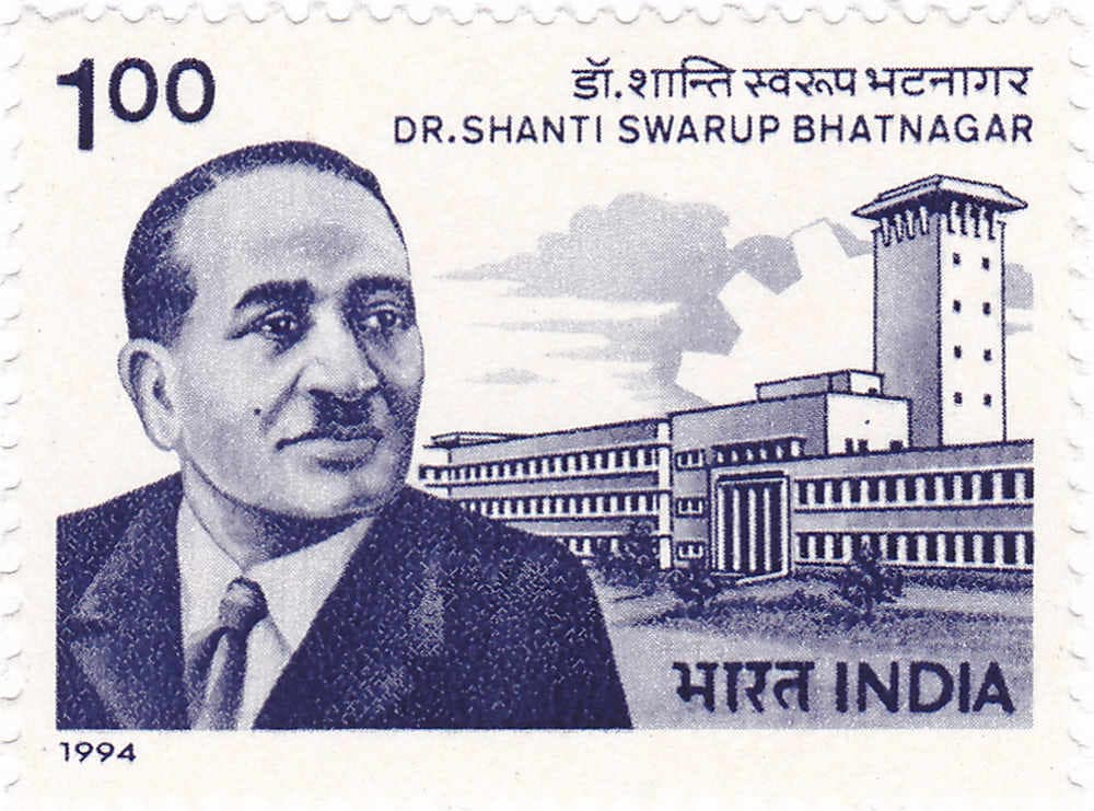 Shanti Swaroop Bhatnagar on the postage stamp. Image credit: Wikipedia