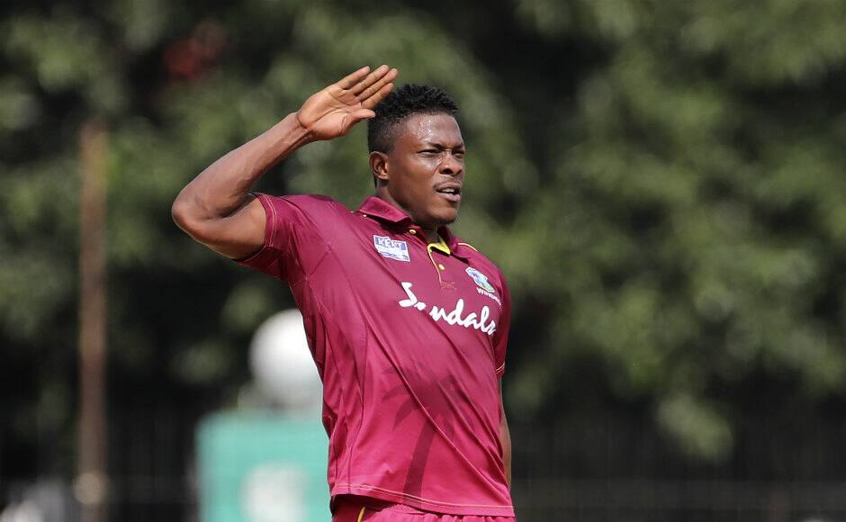 In the bowling department, Sheldon Cottrell rattled through the Indian top-order, picking up valuable scalps of skipper Virat Kohli and KL Rahul. AP 