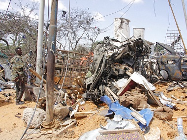 Somalia truck bombing: At least 73 dead, more than 50 injured in Mogadishu after vehicle explodes at security checkpoint Somalia truck bombing: At least 73 dead, more than 50 injured in Mogadishu after vehicle explodes at security checkpoint
