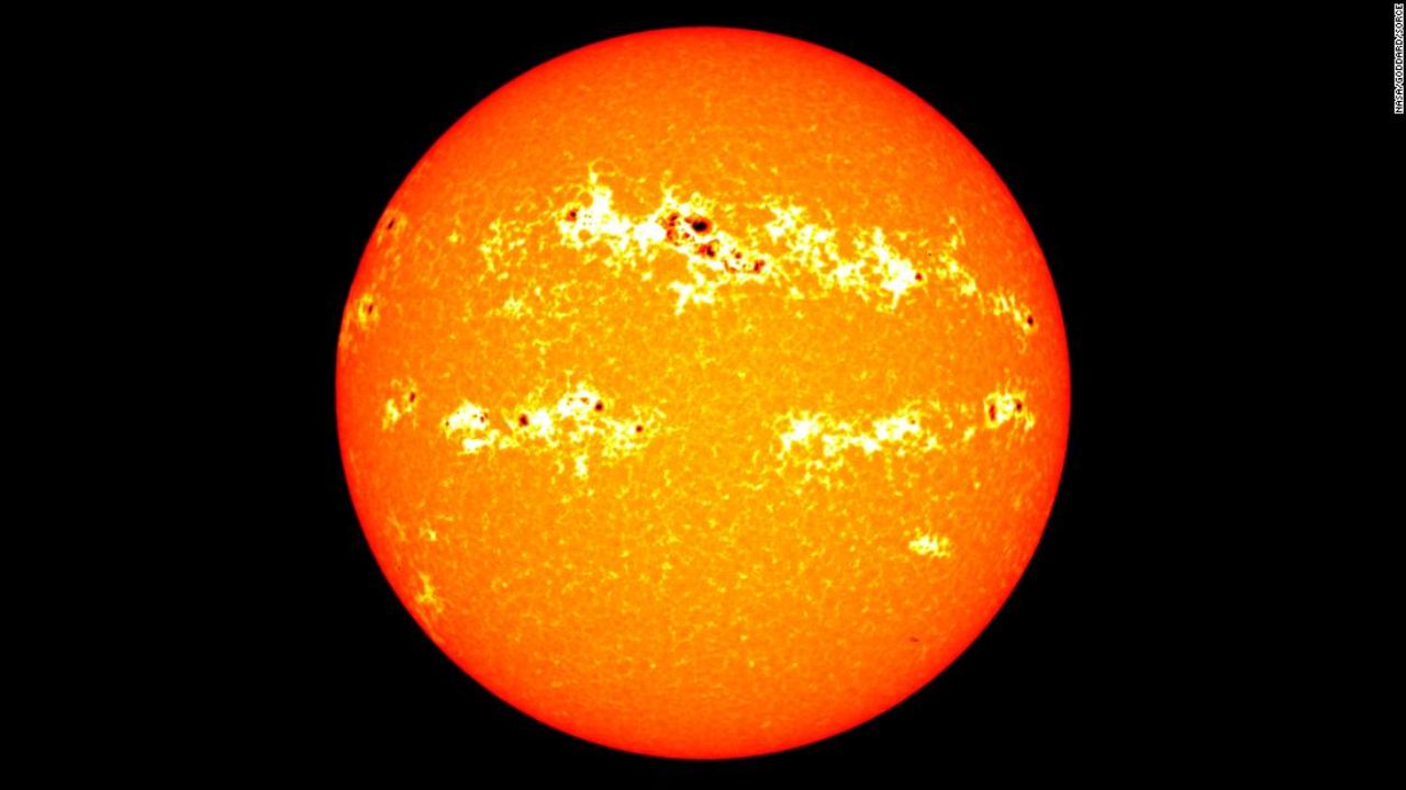Sunspots appear like dark markings on the surface of the sun. Image: NASA