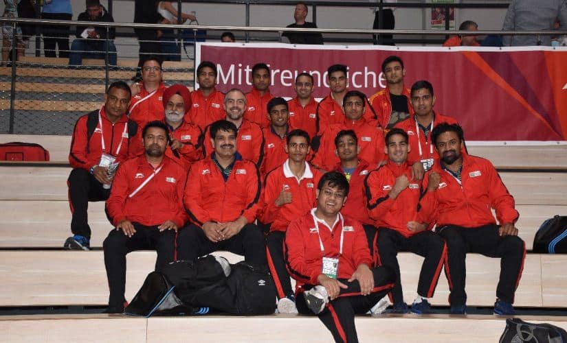 Indian men’s boxing contingent. Santiago Nieva (second row from top, third from left). Image credits @BFI_Official