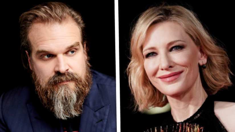 David Harbour and Cate Blanchett. Images from Twitter