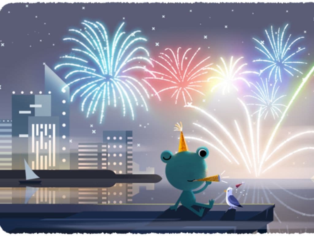 New Year's Eve 2020 Google doodle: Froggy the weather frog watches ...