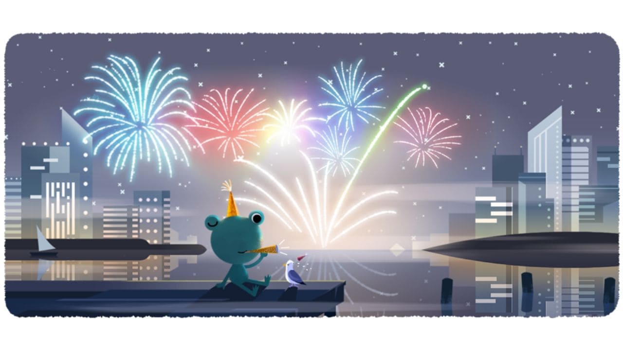 New Year's Eve 2020 Google doodle: Froggy the weather frog watches ...