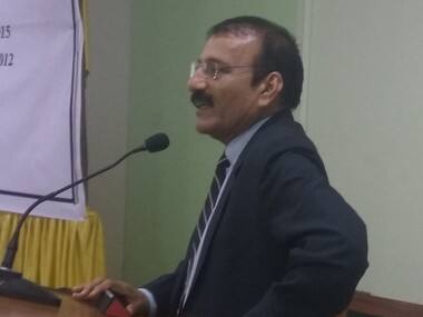 Pratap Dighavkar speaking at the event at TISS. Neerad Pandharipande