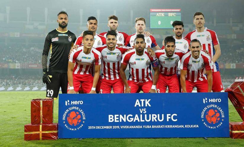 ATK team pose before their Indian Super League match against Bengaluru FC. Twitter @IndSuperLeague