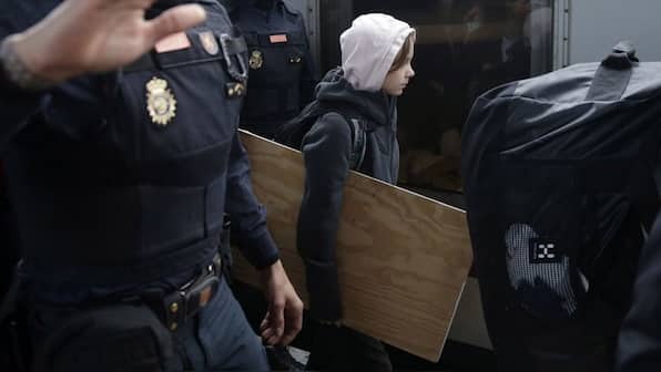 Greta Thunberg arrives in Madrid by train for the Fridays for Future protest