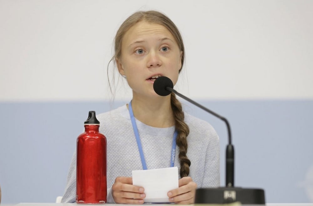 Greta Thunberg during a news conference at the COP25. Image credit: AP 