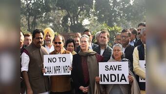 Congress leaders attend Budget Session of Parliament wearing black armbands to express solidarity with anti-CAA, NRC protesters