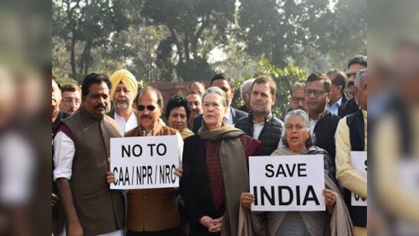 Congress leaders attend Budget Session of Parliament wearing black armbands to express solidarity with anti-CAA, NRC protesters