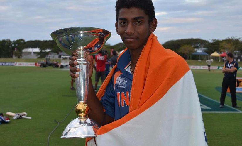 Baba Aparajith poses with the trophy. Image courtesy: Facebook