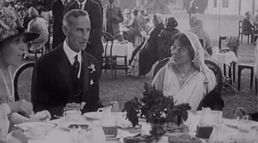 A still from the British tea party, attended by Indian elite as well | BFI