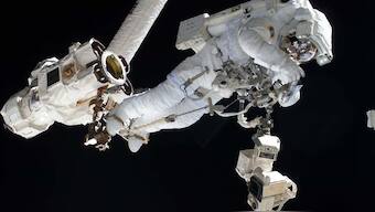 NASA, ESA astronauts finish tricky repairs on cosmic ray detector outside space station