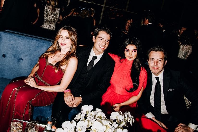 From left, Sofía Vergara, Manolo Gonzalez-Ripoll Vergara, Fajer Fahad and Alejandro Asen at a Golden Globes after-party hosted by InStyle and Warner Bros. By Nina Westervelt © 2020 The New York Times