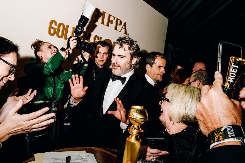 Joaquin Phoenix at the official Golden Globes after-party, hosted by the Hollywood Foreign Press Association. By Nina Westervelt © 2020 The New York Times