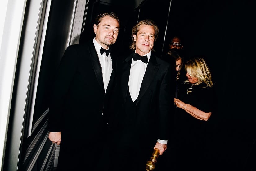 Leonardo DiCaprio, left, and Brad Pitt backstage after the Golden Globes. By Nina Westervelt © 2020 The New York Times