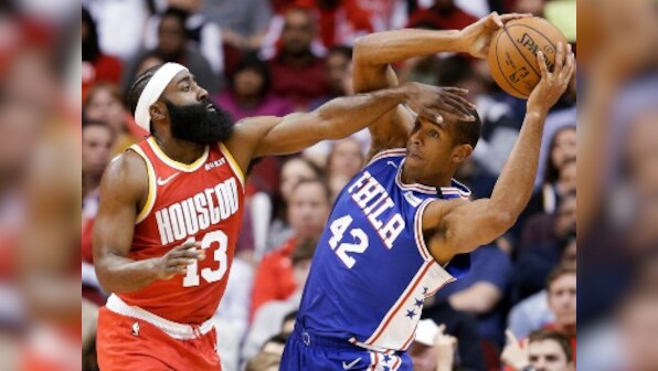 NBA: James Harden powers Rockets to victory over 76ers; Celtics edge past Hawks