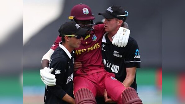 Watch: In heartwarming gesture, New Zealand players carry injured West Indies batsman off field during U-19 World Cup