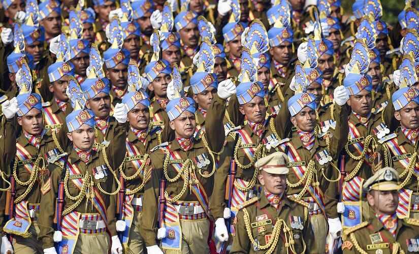 Central Reserve Police Force (CRPF) contingent marches during the 71st Republic Day Parade at Rajpath. PTI