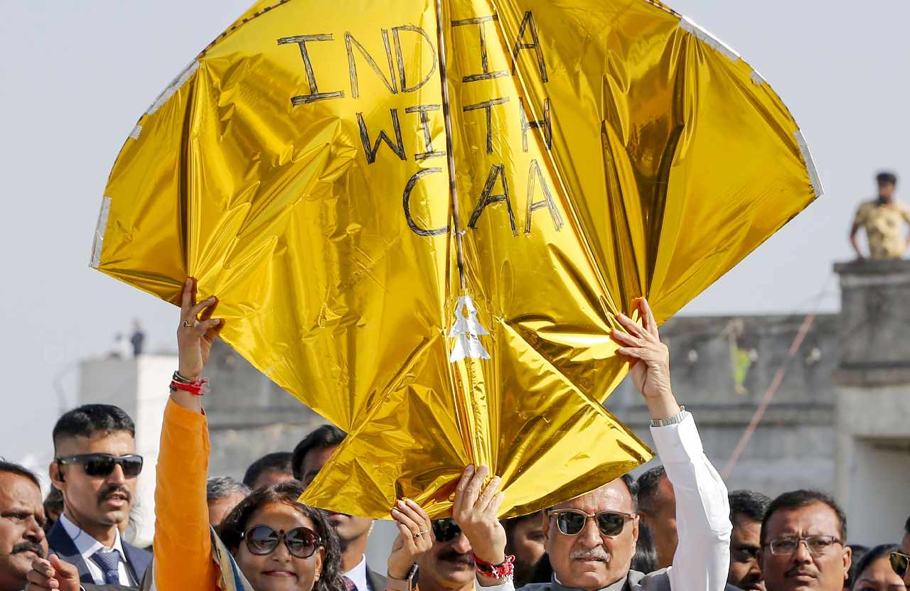 Battle over CAA reaches skies Kites with messages for and against