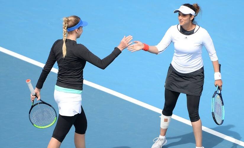 Sania Mirza and her partner Nadiia Kichenok. @HobartTennis