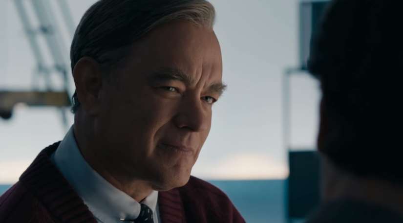 Tom Hanks as Fred Rogers. Image from YouTube