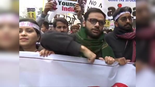 Anti-CAA, NRC protests: Led by Umar Khalid, students from various universities march from Delhi’s Mandi House to Jantar Mantar