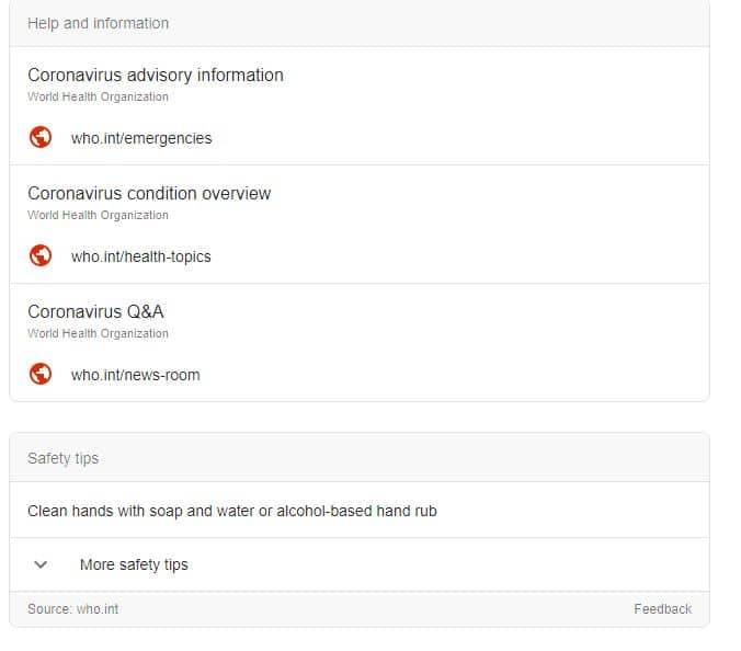 Google search results