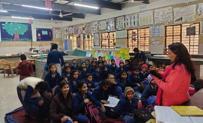 Students during one of their classes at the RSKV Jeejabai School. Image/Parth MN