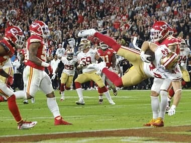 San Francisco 49ers fullback Kyle Juszczyk scores in the second quarter of Super Bowl LIV. By AJ Mast © 2020 The New York Times