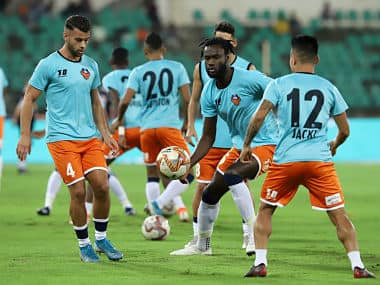 FC Goa players warming up before an ISL match. SPORTZPICS for ISL