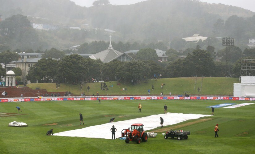 Incessant rain which began at the start of third session forced an early end to the opening day’s play. Image courtesy: Twitter @ICC