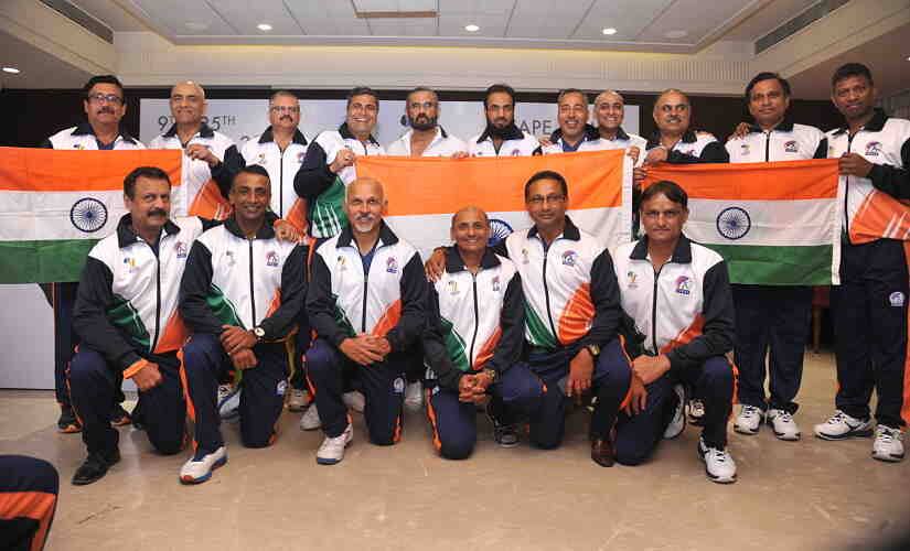 The Over 50s World Cup Indian team.