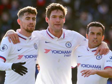 Premier League: Marcos Alonso double sees Chelsea retain top-four spot; West Ham, Crystal Palace move away from relegation zone Premier League: Marcos Alonso double sees Chelsea retain top-four spot; West Ham, Crystal Palace move away from relegation zone