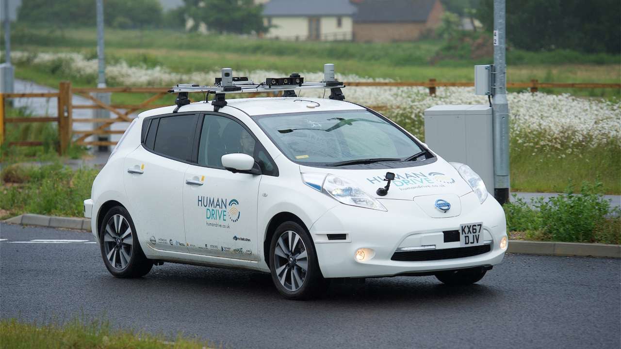 Nissan's HumanDrive driverless car off on a test ride in June 2019. Image: HumanDrive