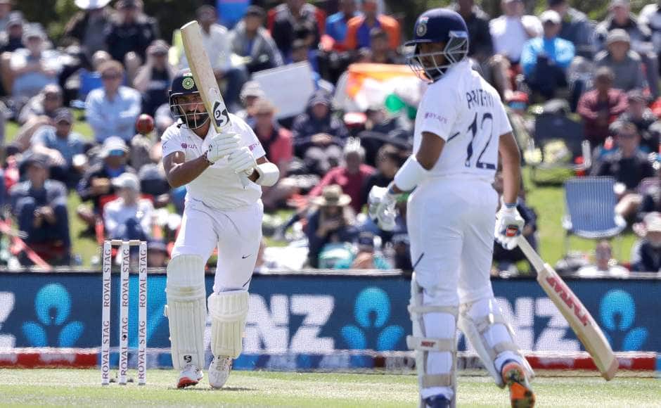 New Zealand won the toss and asked India to bat first. After losing Mayank Agarwal, Prithvi Shaw and Cheteshwar Pujara built a 590-run stand for the second wicket. AP 
