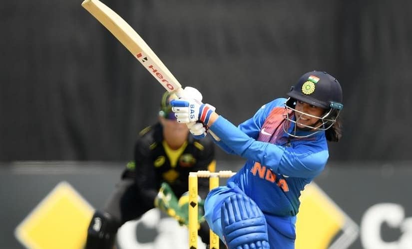 Smriti Mandhana during the recently concluded women&rsquo;s T20I tri-series in Australia, featuring India, Australia and England. Image credits @ICC