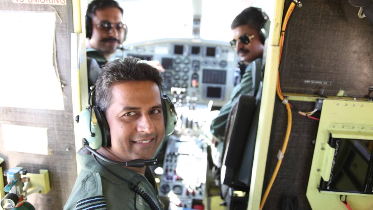 Test pilots from IAF testing the SARAS plane, the first Indian designed and made passenger plane 7 March 2018 in Bengaluru, India. Image: Getty