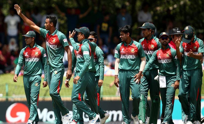 Bangladesh cricketers celebrate after beating India in the final of the ICC Under-19 World Cup 2020. Image credits @cricketworldcup
