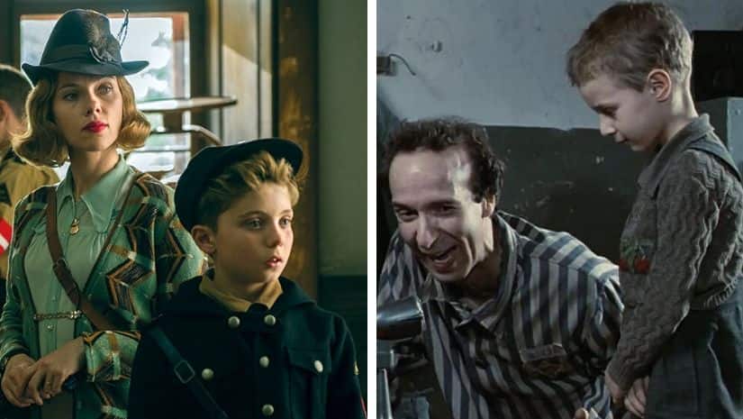 Stills from Jojo Rabbit and Life Is Beautiful. Twitter
