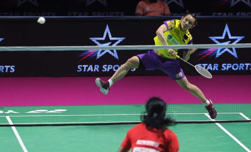 Tai Tzu Ying during her match against PV Sindhu in the PBL 2020.