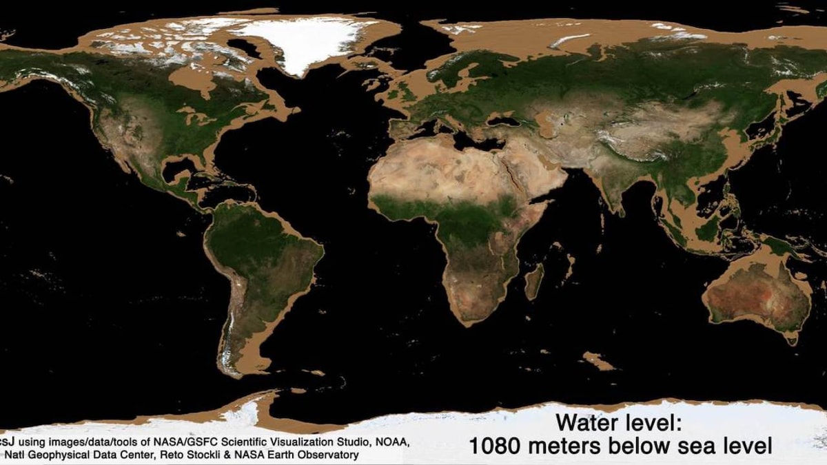 Animated video shows us what the Earth looks like when drained of all water