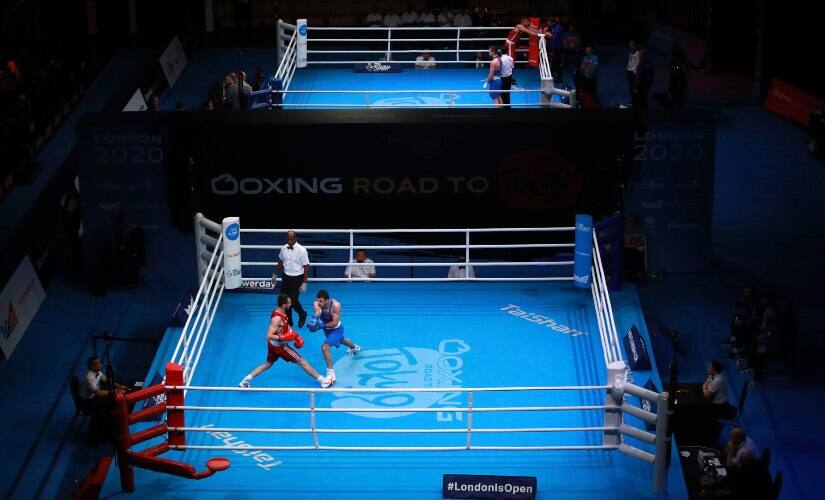A general view of the arena during day three of the Boxing Road to Tokyo 2020 Olympic qualifying event in London, Monday, 16 March, 2020. AP